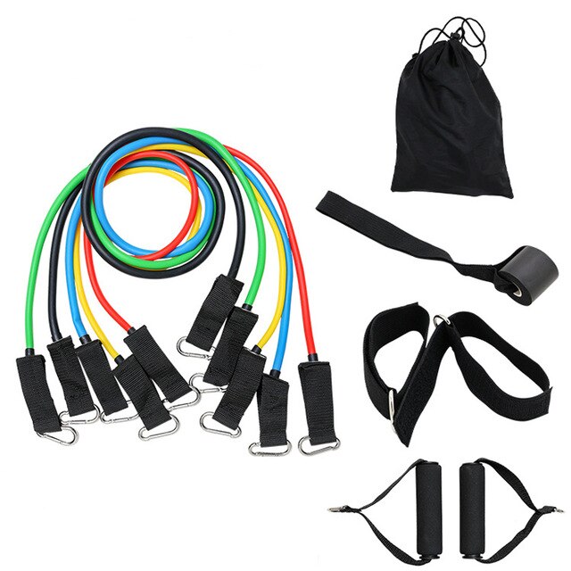 11pcs/set Resistance Bands Pull Rope Fitness Exercises Fitness Rubber Tubes Band Stretch Training Home Gym Workout Elastic Pedal