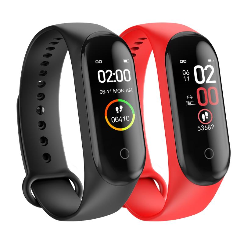 M4 Smart Bracelet Band Color IPS Screen Smart Band Sport Fitness Pedometer Tracker Watch Heart Rate Blood Pressure Smart Band