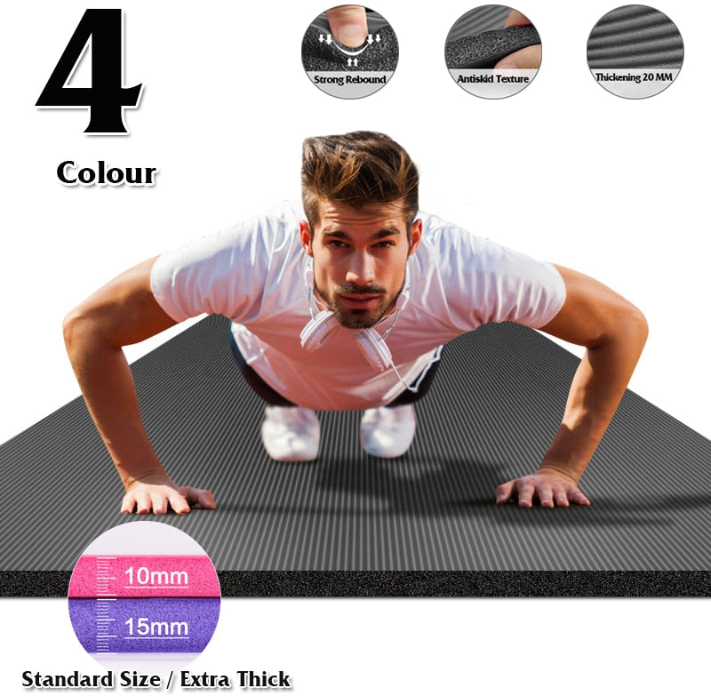 185X80 Big Size Gym Workout Yoga Mat For Men NBR Non-slip Exercise Tapete Gymnastics Fitness Mats 15MM Sport Pad With Bandages