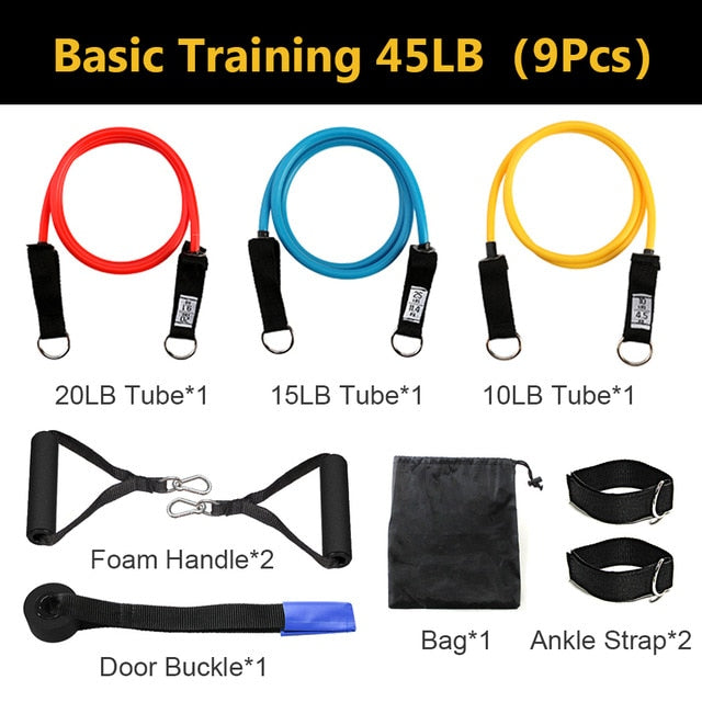 11pcs/set Pull Rope Fitness Exercises Resistance Bands Latex Tubes Pedal Excerciser Body Training Workout Yoga